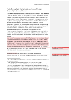 Festival networks in the Hellenistic and Roman Worlds1