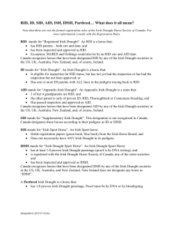 RID, ID, SID, AID, ISH, IDSH, Partbred&hellip;