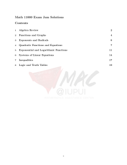 Math 11000 Exam Jam Solutions Contents