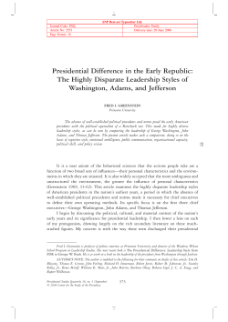 Presidential Difference in the Early Republic