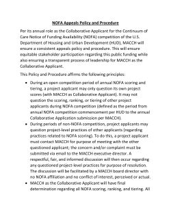 NOFA Appeals Policy and Procedure Per its annual role as the