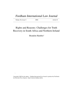 Rights and Reasons: Challenges for Truth Recovery in South Africa