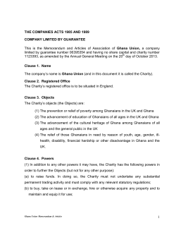 Model Memorandum and Articles of Association for a