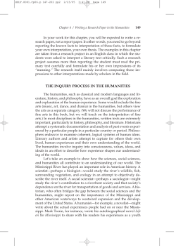 THE INQUIRY PROCESS IN THE HUMANITIES