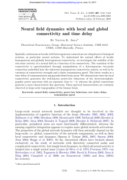 Neural field dynamics with local and global connectivity and time delay