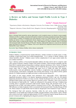 A Review on Saliva and Serum Lipid Profile Levels in Type 2 Diabetics