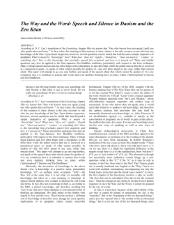 The Way and the Word: Speech and Silence in Daoism and the Zen