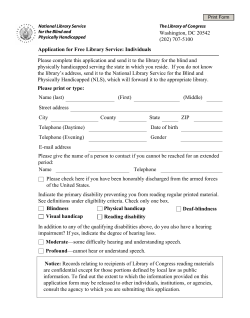 Application for Free Library Service from the