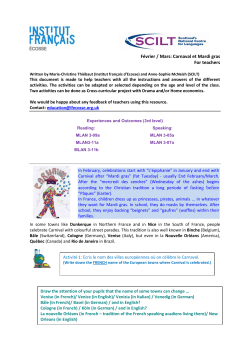 F&eacute;vrier / Mars: Carnaval et Mardi gras For teachers