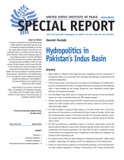Hydropolitics in Pakistan`s Indus Basin