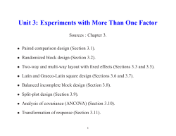 Unit 3: Experiments with More Than One Factor