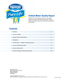 Bottled Water Quality Report - Nestle Waters North America