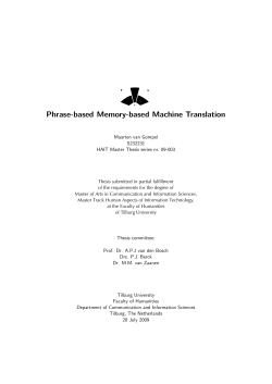 Phrase-based Memory-based Machine Translation - ILK