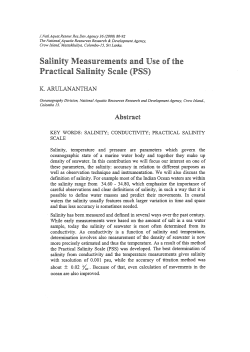 Salinity measurement and use of the Practically Salinity Scale (PSS)