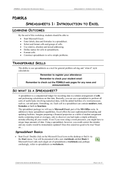 Spreadsheets One - Computing Science and Mathematics
