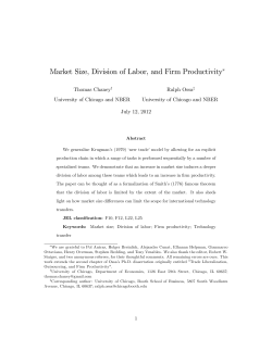 Market Size, Division of Labor, and Firm Productivity!