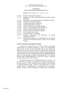 Chapter 71 - The Cash Economy Enforcement Act