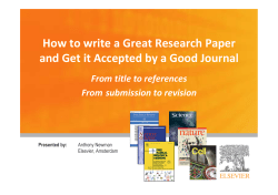 How to write a Great Research Paper and Get it Accepted by a Good