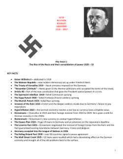 1 GCSE REVISION BOOKLET GERMANY 1918 &ndash; 1947 Key Issue 1
