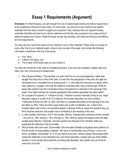 Essay 1 Requirements (Argument)