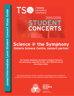 2015/16 Junior/Intermediate Level&mdash;Science @ the Symphony