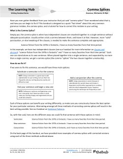 The Learning Hub Comma Splices