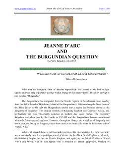 JEANNE D`ARC AND THE BURGUNDIAN QUESTION