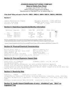 JOHNSON MANUFACTURING COMPANY Material Safety Data