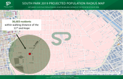 south park 2019 projected population radius map