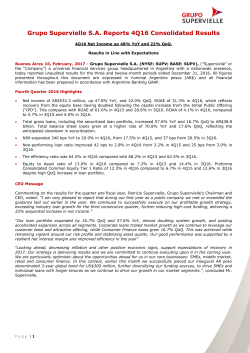 Grupo Supervielle S.A. Reports 4Q16 Consolidated Results