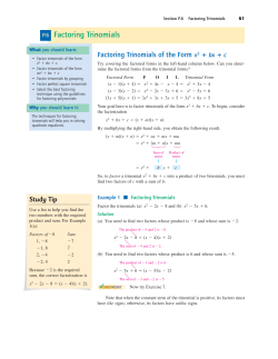 Factoring Trinomials
