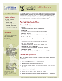 Teacher`s Guide: Smoking (Grades 9 to 12)