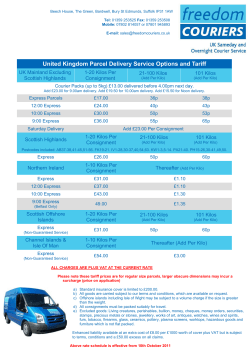 Parcel Tariff - Freedom Couriers