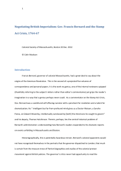 Negotiating British Imperialism: Gov. Francis Bernard and the Stamp