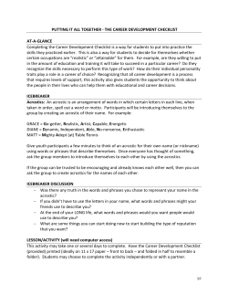 Putting It All Together: The Career Development