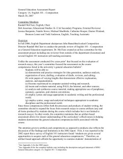 General Education Assessment Report Category 1A: English 101