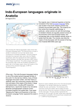 Indo-European languages originate in Anatolia