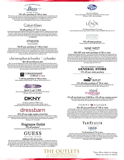 10% off a purchase of $60 or more $20 off purchase of $175 or more