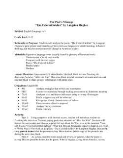 The Poet`s Message: "The Colored Soldier" by Langston Hughes