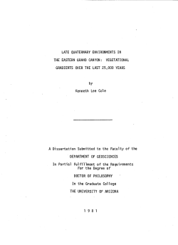 LATE QUATERNARY ENVIRONMENTS IN THE EASTERN GRAND