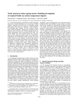 North American winterspring storms: Modeling investigation on