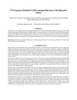 1 W frequency-doubled VCSEL-pumped blue laser with high pulse