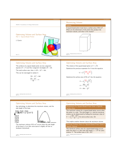 Optimizing Volume and Surface Area Maximizing