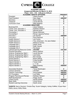 ACADEMIC SENATE Unapproved Minutes for March 12, 2015 Place