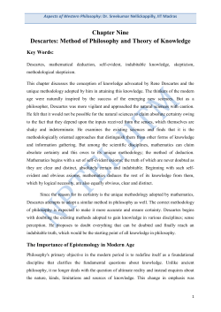 Chapter Nine Descartes: Method of Philosophy and Theory of