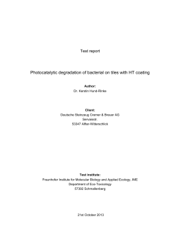 Photocatalytic degradation of bacterial on tiles with