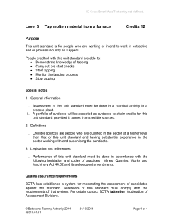 Level 3 Tap molten material from a furnace Credits 12