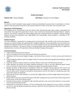 Finance Manager - American Youth Foundation