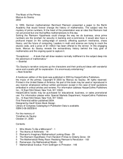 The Music of the Primes Marcus du Sautoy 2003 In 1859, German