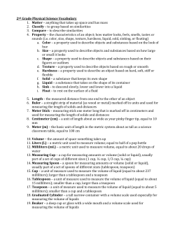 2nd Grade Physical Science Vocabulary 1. Matter – anything that